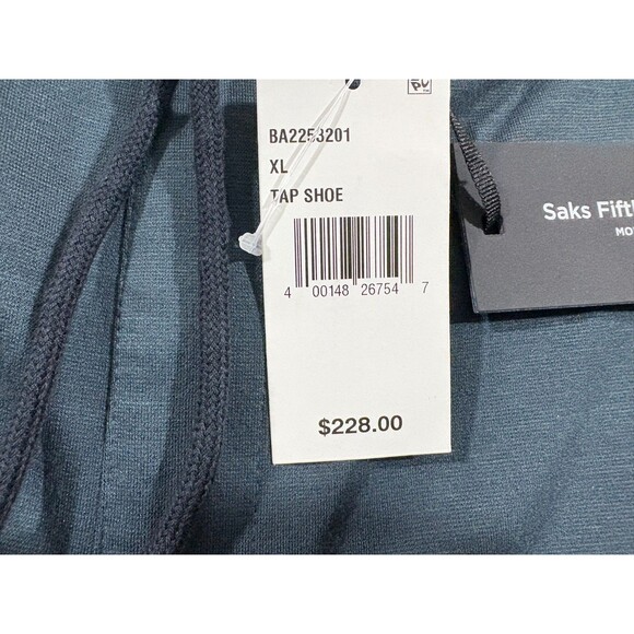 Saks Fifth Avenue Jogger Pants Mens Blue Stretch Sweatpants Lounge Sz XL NWT - Picture 7 of 12